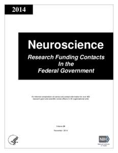 2014  Neuroscience Research Funding Contacts In the Federal Government