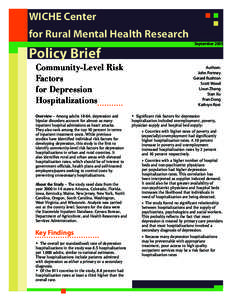 WICHE Center for Rural Mental Health Research Policy Brief  Community-Level Risk