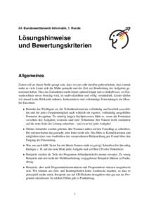 24. Bundeswettbewerb Informatik, 1. Runde  ¨ Losungshinweise und Bewertungskriterien