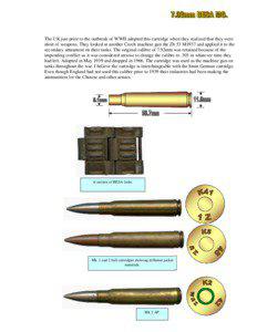 The UK just prior to the outbreak of WWII adopted this cartridge when they realized that they were short of weapons. They looked at another Czech machine gun the Zb 53 M1937 and applied it to the secondary armament on their tanks. The original calibre of 7.92mm was retained because of the