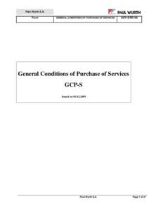Paul Wurth S.A. Form GENERAL CONDITIONS OF PURCHASE OF SERVICES  GCP-S/REV00