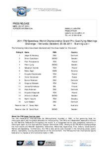 Speedway Grand Prix Qualification