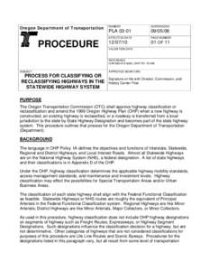 Oregon Department of Transportation  PROCEDURE NUMBER