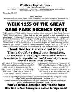 Westboro Baptist Church 3701 S.W. 12th St. (WBC Chronicles -- SinceTopeka, Ks0325