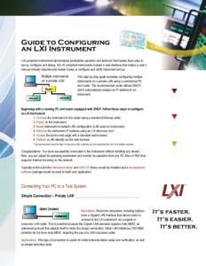 Guide to Configuring an LXI Instrument LXI-compliant instruments demonstrate predictable operation and behavior that makes them easy to set up, configure and debug. All LXI-compliant instruments include a web interface t