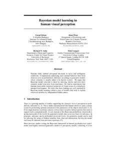 Bayesian model learning in human visual perception Gerg˝o Orb´an Collegium Budapest Institute for Advanced Study