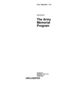Army Regulation 1–33  Administration The Army Memorial