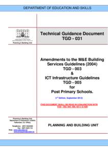 DEPARTMENT OF EDUCATION AND SKILLS  Technical Guidance Document TGD[removed]Planning & Building Unit