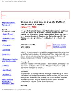 River Forecast Centre Snow Bulletin and Runoff Forecast