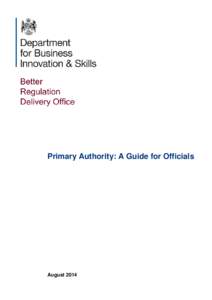 Primary Authority: A Guide for Officials