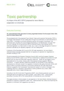 March[removed]Toxic partnership A critique of the ACC-CEFIC proposal for trans-Atlantic cooperation on chemicals