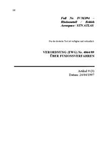 DE  Fall Nr. IV/M.894 – Rheinmetall / British Aerospace / STN ATLAS