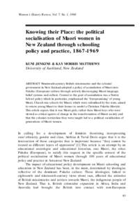 THE POLITICAL SOCIALISATION OF MAORI WOMEN  Women’s History Review, Vol. 7, No. 1, 1998