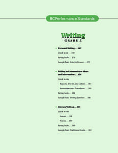 BC Performance Standards  Writing grade 5  ◆ ◆ Personal Writing[removed]