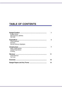 TABLE OF CONTENTS  Budget Position ...................................................................... 1