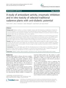 A study of antioxidant activity, enzymatic inhibition and in vitro toxicity of selected traditional sudanese plants with anti-diabetic potential