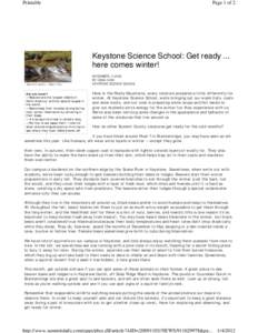 Printable  Page 1 of 2 Keystone Science School: Get ready ... here comes winter!