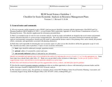 Table D-2 – Topics for socio-economic analysis