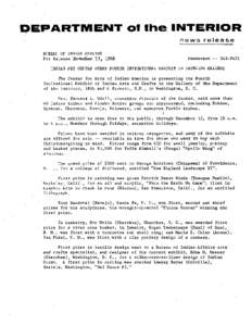 DEPARTMENT 01 the INTERIOR ( news release BUREAU OF INDIAN AFFAIRS For Release November 17, 1968