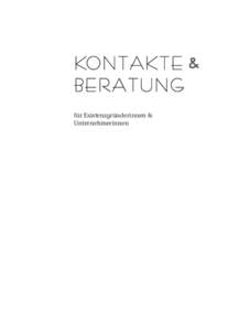 KO N T A K T E & BERATUNG für Existenzgründerinnen & Unternehmerinnen  Inhaltsverzeichnis