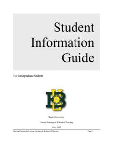 Student Information Guide For Undergraduate Students  Baylor University