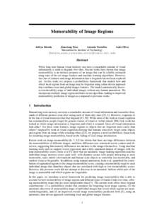 Memorability of Image Regions  Aditya Khosla Jianxiong Xiao Antonio Torralba