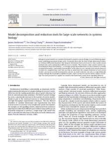 Model decomposition and reduction tools for large-scale networks in systems biology