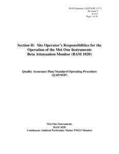 Section II:  Beta Attenuation Monitor (BAM)