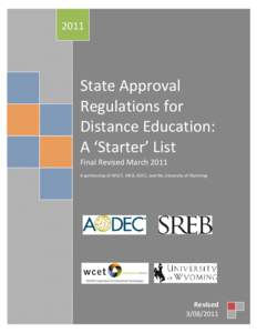 State Approval Regulations for Distance Education:   A ‘Starter’ List