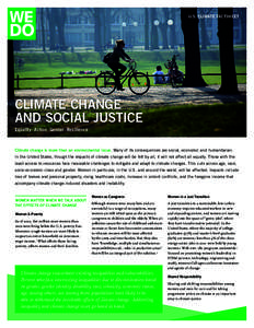 U.S. CLIMATE FACTSHEET  CLIMATE CHANGE AND SOCIAL JUSTICE Equality ∙ Action ∙ Gender ∙ Resilience