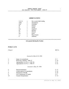 SENATE DEBATES INDEX i 2nd Session, 35th Parliament, [removed] ==============================================================================  ABBREVIATIONS