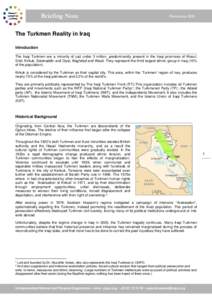 Briefing Note  November 2013 The Turkmen Reality in Iraq Introduction