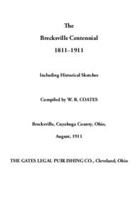 The Brecksville Centennial 1811–1911 Including Historical Sketches