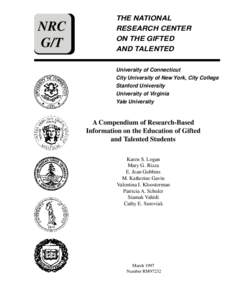 Gifted education / Intellectual giftedness / Gifted Child Quarterly / Education / Alternative education / Educational psychology