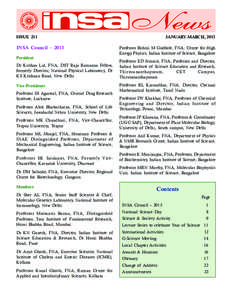 ISSUE 211  INSA Council – 2013 President  JANUARY-MARCH, 2013