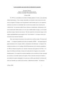 La teta asustada: una teoria sobre la violencia de la memoria Kimberly Theidon Praxis: Un Instituto para la Justicia Social Profesora Associada, Universidad de Harvard © Praxis 2009 En 1995, las comunidades en las altur