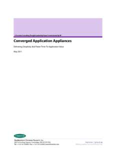 A Forrester Consulting Thought Leadership Paper Commissioned By HP  Converged Application Appliances Delivering Simplicity And Faster Time-To-Application Value May 2011