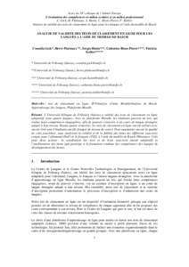 Actes du 24e colloque de l’Adméé-Europe L’évaluation des compétences en milieu scolaire et en milieu professionnel C. Gick, H. Platteaux, S. Hoein, C. Blons-Pierre, P. Kohler Analyse de validité des tests de cla