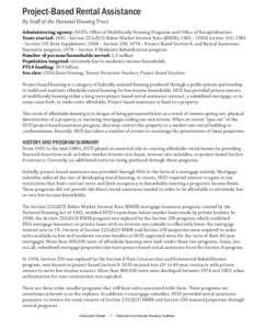 Project-Based Rental Assistance By Staff of the National Housing Trust Administering agency: HUD’s Office of Multifamily Housing Programs and Office of Recapitalization Years started: [removed]Section 221(d)(3) Below Mar