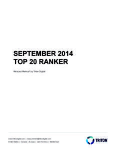 SEPTEMBER 2014 TOP 20 RANKER Webcast Metrics® by Triton Digital www.tritondigital.com | [removed] United States | Canada | Europe | Latin America | Middle East