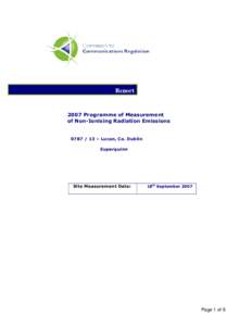 ReportProgramme of Measurement of Non-Ionising Radiation Emissions – Lucan, Co. Dublin