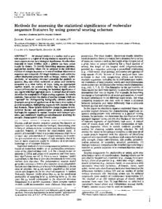 Pro<. ,Vut!. Ac-(Id. Sei. U S A Vol. 87. ppZZh8. March 1990 Evolution Methods for assessing the statistical significance of molecular sequence features by using general scoring schemes