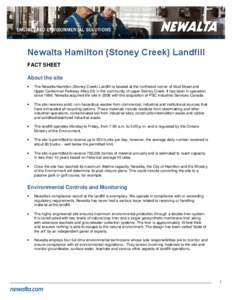 Newalta Stoney Creek Landfill fact sheet - October 2012