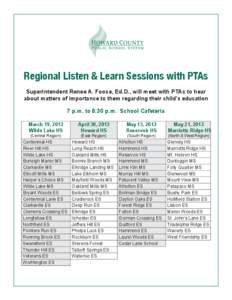 Regional Listen and Learn Sessions with PTAs