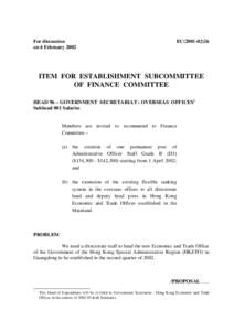 For discussion on 6 February 2002 EC[removed]ITEM FOR ESTABLISHMENT SUBCOMMITTEE