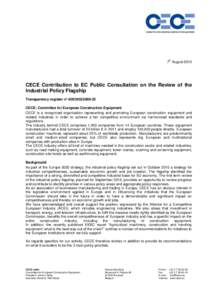 th  7 August 2012 CECE Contribution to EC Public Consultation on the Review of the Industrial Policy Flagship