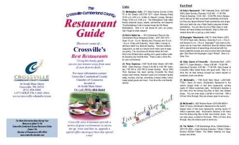 Restaurant Guide Discover some of… Crossville’s Best Restaurants