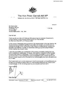 GARThe Han Peter Garrett AM MP Minister for the Environment, Heritage and the Arts  C09/2917