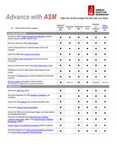 Advance with ASM  = benefit of that member category  Select the benefit package that best suits your needs