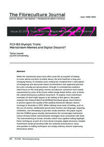 The Fibreculture Journal DIGITAL MEDIA + NETWORKS + TRANSDISCIPLINARY CRITIQUE issn: [removed]issue[removed]: Trolls and the Negative Space of the Internet